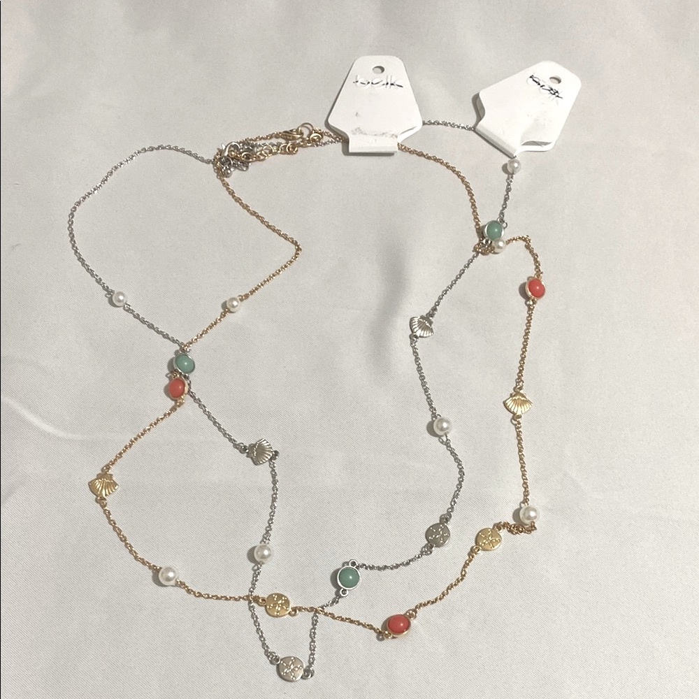 Lot of 2--BELK Gold & Silver Tone Sea Life Motif Long Necklaces 20"